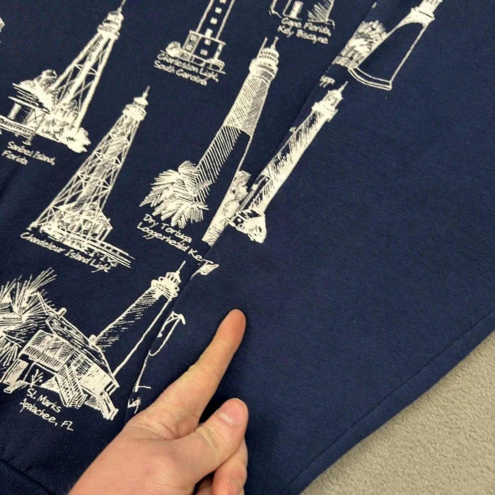 Vintage Michigan Rag Co Lighthouse Sweatshirt Size M All Over Print Crewneck USA - Picture 14 of 15